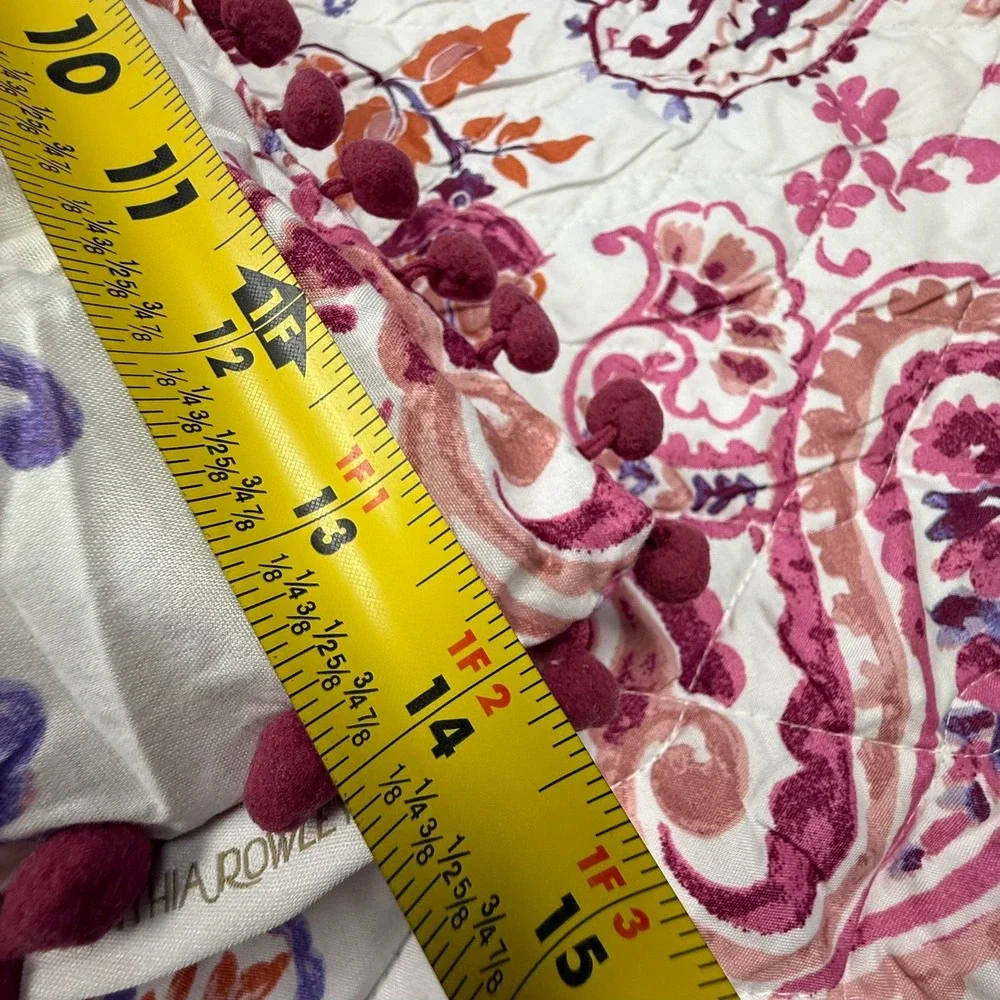Pink Paisley Quilted Bedding Set with 2 Decorative Throw Pillows Boho Floral